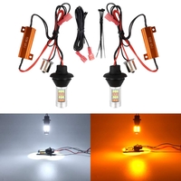 Комплект от 2броя LED диодни DRL дневни светлини с вграден мигач 12V 8W S25/1156/BA15S/P21W Can Bus без Грешки