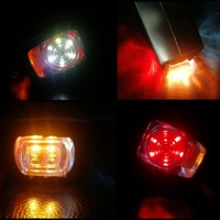 Комплект 2 броя ЛЕД LED странични гумени рогчета / маркери, габаритни светлини за камиони, тир, ремарке, каравана - 12V / 24V - бяло, oранжево, червено