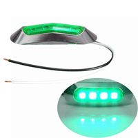 Зелен LED Габарит, Маркер, 4 диода, Хромирана рамка - 12V