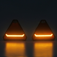 Комплект Безжични Преносими Диодни Лед Led Стопове Wireless с Магнит и Вендуза Неон Neon Ефект Иновационен дизайн триъгълна форма 12V за Ремарке Каравана Платформа и др.