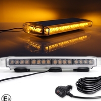 55 см 40 LED ЛЕД мощна аварийна диодна сигнална лампа блиц с магнити 12-24V 10 режима на работа жълта оранжева светлина E-Mark Е9 за пътна помощ платформа снегорин багер и др.