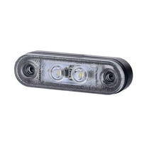LED Светодиоден Габарит, Маркер, Токос, Бял, Овален, Е-Mark, 3 LED, 12V-24V, 8 см