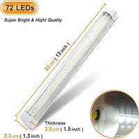 LED Лампа бяла светлина 72 LED, 12V, 6500K, 33 см – Алуминиев корпус, с кабел и букса за свързване
