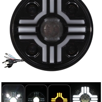 Универсален 7 инча 18см ЛЕД LED фар лампа халоген 12V-24V къси/дълги с DRL дневни светлини мигач бяло-жълто за АТВ джип мотоциклет камион трактор и др.