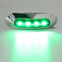 Зелен LED Габарит, Маркер, 4 диода, Хромирана рамка - 12V