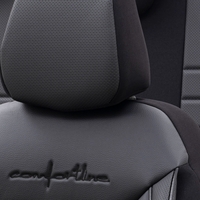 Комплект Луксозна Тапицерия OTOM текстил с еко кожа COMFORT LINE Design – Черна с черен шев, за Предни и Задни Седалки