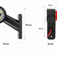 Комплект от 2 броя 12- 24V LED ЛЕД къси мини странични габаритни светлини тип рогче въртящи се с ротация за камион ремарке платформа каравана и др. бяло-червен 80 X 60 mm