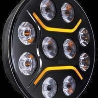 LED + DRL Диоден Халоген Фар Бял Оранжев Габарит Ø 230 мм 12V 24V за джип камион трактор багер земеделски машини и др.