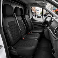 Комплект луксозна тапицерия PANDA за PEUGEOT EXPERT III 2016- / CITROEN JUMPY III 2016- / OPEL VIVARO C 2019- / FIAT SCUDO 2022-, Еко кожа и текстил, Черно/Сиво