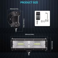 Универсален 144W Лед LED Халоген Фар Работна Лампа 12V - 24V с Разпръсната Flood Светлина за автомобил офроуд бус ван камион 24cm