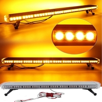120 см 88 LED ЛЕД 88W мощна аварийна диодна сигнална лампа блиц 12-24V 15 режима на работа жълта оранжева светлина E-Mark Е9 за пътна помощ платформа снегорин багер и др.