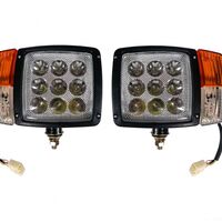 Комплект LED Фарове с Мигач, Габарит, Подходящ за Трактор, Комбайн, Багер, Снегорин и др - 9 диода 27W 12-24V 2200-2700 lm