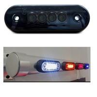 Опушен LED габарит, маркер, токос, Бял, 4 диода, 12V-24V - с извит гръб за монтаж на Ролбар, Булбар