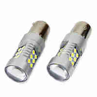 Комплект от 2 броя LED Диодни Крушки за Mигач Стоп Габарит Халоген CANBUS 3030 24SMD 1156 BA15S P21W 12V-24V Бяла Светлина в Блистер Amio