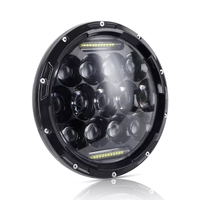 Комплект от 2бр. универсален 7 инча 18см ЛЕД LED фар лампа халоген 12V-24V къси/дълги с DRL дневни светлини бяло 8000lm за АТВ джип мотоциклет камион трактор и др.