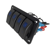 Панел за вграждане с 4 бутона ON-OFF универсални 12-24V за LED светлини бар фарове лебедки лампи за кола камион каравана джипове лодка и др.