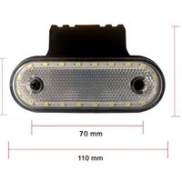 LED Диоден Габарит, Маркер, Токос Със Стойка, Бял, 20 Диода, 12V - 24V За Камион, Бус, Ван, Ремарке, Каравана, Платформа