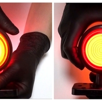 LED габарит маркер тип рогче 12V-24V, оранжево-червено, Неон ефект - за ремаркета, платформи, камиони и др.