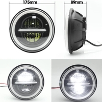 Комплект от 2бр. универсален 7 инча 18см ЛЕД LED фар лампа халоген 12V-24V къси/дълги с DRL дневни светлини мигач бяло-жълто 7500lm за АТВ джип мотоциклет камион трактор и др.