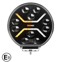 Диоден Халоген Фар с Бял Оранжев Габарит LED + DRL 70W Ø 220 мм 9 12V 24V Е-Mark Е9 за джип камион трактор багер земеделски машини и др.