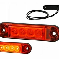 LED Светодиоден Габарит, Маркер, Токос, Червен, Овален, Е-Mark, 4 LED, 12V-24V, 8 см