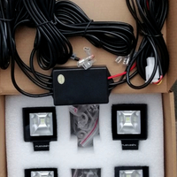 Комплект от 4 броя Лед LED Халогени Лампи с окабеляване Бяла Flood + Оранжева DRL Светлина 12V - 24V за Off Road 4X4 SUV джип мотор автомобил камион градина и др.