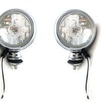 Комплект от 2бр. хромирани бели кръгли халогени 12v за кола ролбар 4x4 джип мотор 3.5 инча 9см