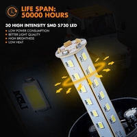 LED Лед Сигнална Аварийна Лампа Маяк Буркан 130mm x 74mm, 12V - 24V, 30 SMD Диода За Трактор, Електрокар, Мотокар, Селскостопански Машини и др.