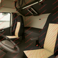 Комплект 1+1 тапицерия от еко кожа за VOLVO FH EURO 6 2016-2020 - бежово-черно