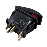 Копче, Бутон, За Вграждане, за LED Лед Бар, Халоген, Къси Светлини, 12V - 24V, Надпис  LOW BEAM , Червена Светлина