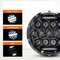 Универсален 7 инча 18см ЛЕД LED фар лампа халоген 12V-24V къси/дълги с DRL дневни светлини бяло 4000lm за АТВ джип мотоциклет камион трактор и др.