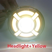 Комплект от 2бр. универсален 7 инча 18см ЛЕД LED фар лампа халоген 12V-24V къси/дълги с DRL дневни светлини мигач бяло-жълто 4800lm за АТВ джип мотоциклет камион трактор и др.