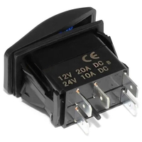 Копче, Бутон, За Вграждане, за LED Лед Бар, Халоген, Светлини, 12V - 24V, Надпис  LED LIGHT BAR , Синя Светлина