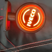 Комплект от 2 броя LED ЛЕД страничен габарит рогче 12 -24V оранжево - червено “old school” Неон Ефект с лого Iv