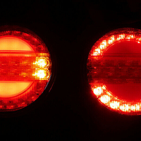 Комплект 2 Броя LED Лед Диоден Стоп Тип Хамбургер Бягащ Диниамичен Мигач, Ефект Неон Ø14cm, 12V-24V, За Камион, Ремарке, Бус , Каравана, Кемпер