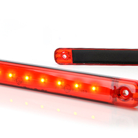 LED Светодиоден Габарит, Маркер, Червен, Е-Mark, 12 LED, 12V-24V, 24 см