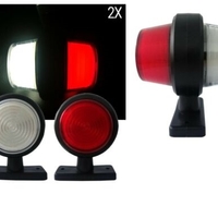 Комплект от 2 броя 12-24V висококачествени ЛЕД LED Диодни Странични Маркери, Рогчета, Светлини За Камион, Ремарке, Каравана, Кемпер АТВ и др., Неон Neon Ефект бяло-червено
