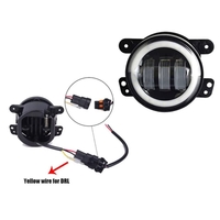 Комплект от 2 броя 4 инча 9.8cм ЛЕД LED фар лампа халоген 12V-24V с DRL дневни светлини мигач бяло-жълто за Jeep Dodge Chrysler Peugeot Ford CITROËN Opel Dacia Jaguar PORSCHE Suzuki Nissan RENAULT