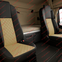 Комплект 1+1 тапицерия от еко кожа за MERCEDES ACTROS MP4 EURO 6 2015-2021 - бежово-черно
