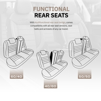 Комплект Луксозна Тапицерия OTOM текстил с еко кожа COMFORT LINE Design – Бежово-Черна с бежов шев, за Предни и Задни Седалки