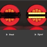 Комплект от 2 броя Кръгли LED ЛЕД светодиодни стоп задни светлини с неон ефект тип Хамбургер 12V-24V E9 140 mm X 37 mm