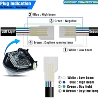Маска с LED Фар за мотор, мотоциклет Черна с къси и дълги светлини - Универсален модел за ENDURO / Trail / Streetfighter