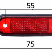 ЧЕРВЕН LED Заден Маркер Токос Габарит за Бус Платформа Камион Ремарке Автобус - 75 мм х 22мм - 12V