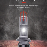 Комплект от 2 броя LED ЛЕД диодни крушки с лупа H4 Х4 12V - 24V 80W 12000LM за фарове Canbus без грешки 6000К-6500К къси/дълги