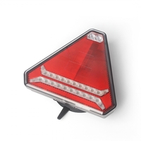 Комплект Безжични Преносими Диодни Лед Led Стопове Wireless с Магнит и Вендуза Неон Neon Ефект Иновационен дизайн триъгълна форма 12V за Ремарке Каравана Платформа и др.