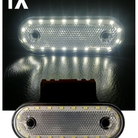 LED Диоден Габарит, Маркер, Токос Със Стойка, Бял, 20 Диода, 12V - 24V За Камион, Бус, Ван, Ремарке, Каравана, Платформа