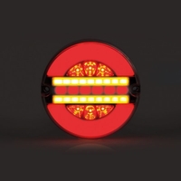Комплект от 2 броя Кръгли LED ЛЕД Светодиодни стоп задни светлини с неон Neon ефект тип Хамбургер 12V-24V E9 124 mm x 37,5 mm