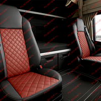 Комплект 1+1 тапицерия от еко кожа за IVECO STRALIS S-WAY 2021 - червено-черно