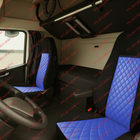 Комплект 1+1 тапицерия от еко кожа за VOLVO FH12 EURO 5 2006- 2015 - синьо-черно