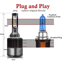 Комплект Лед Led Диодни Крушки F2 H15 12V 24V 72W 10000lm За Фарове Can Bus без Грешки къси/дълги